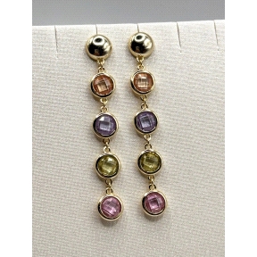 PENDIENTE PLATA PIEDRAS COLOR BAÑO ORO                                                              