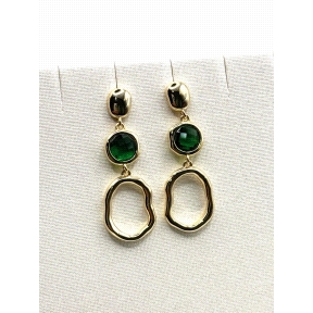 PENDIENTE PLATA PIEDRA COLOR BAÑO ORO                                                               