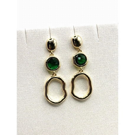 PENDIENTE PLATA PIEDRA COLOR BAÑO ORO                                                               