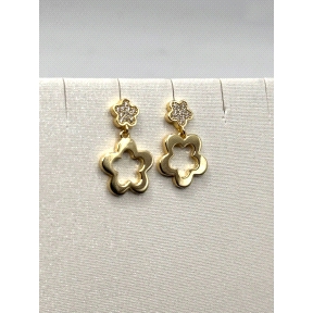 PENDIENTE PLATA CIRCONITAS BAÑO ORO                                                                 