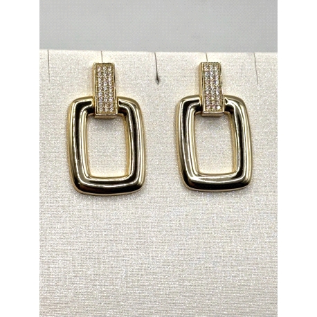 PENDIENTE PLATA CIRCONITAS BAÑO ORO                                                                 