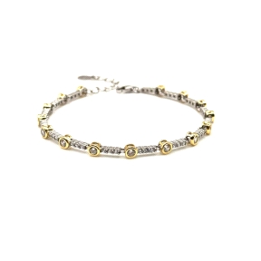 PULSERAS PLATA CIRCONITAS BICOLOR                                                                   