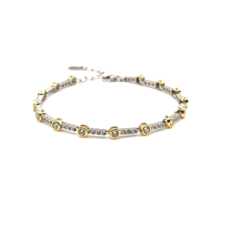 PULSERAS PLATA CIRCONITAS BICOLOR                                                                   