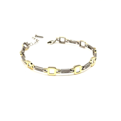 PULSERAS PLATA CIRCONITAS BICOLOR                                                                   