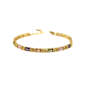 PULSERAS PLATA PIEDRAS COLOR BAÑO ORO                                                               